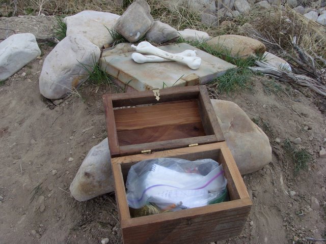 An geocache that will remain nameless sits near the vault it was discovered in (photo by Clint Thomsen)